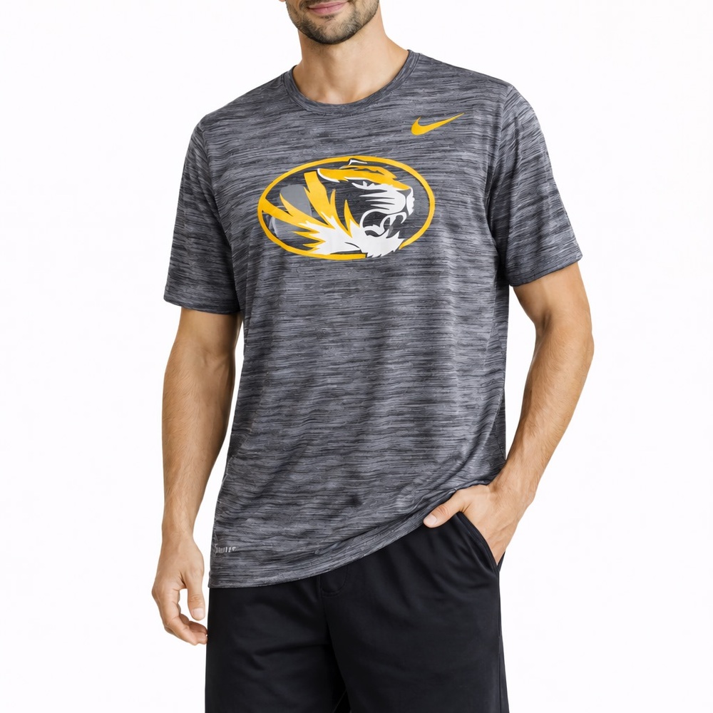 Nike Mizzou Tigers Missouri Dri-Fit Heathered Gray and Gold Men's Tee